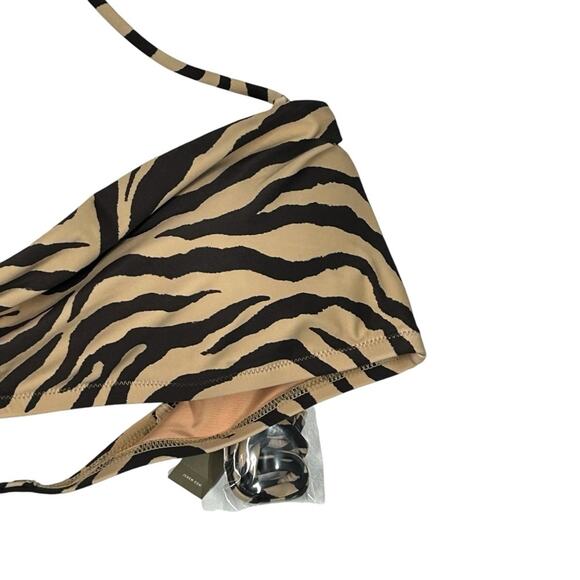 J. Crew NWT Bandeau Bikini Swim Top in Zebra Stripe Beige Brown Size 3X - Picture 7 of 13